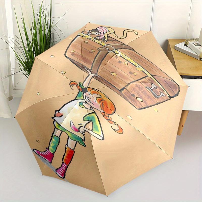 

Pippi Longstocking Automatic Opening and Closing Umbrella, Compact Travel Umbrella, Lightweight and Portable, Suitable for Beach Commuting B