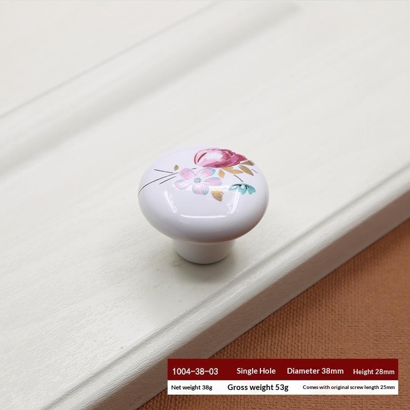 European Flower Ceramic Handles Kitchen Cabinet Storage Dressers Classic Wardrobe Cabinet Closet Door Pulls