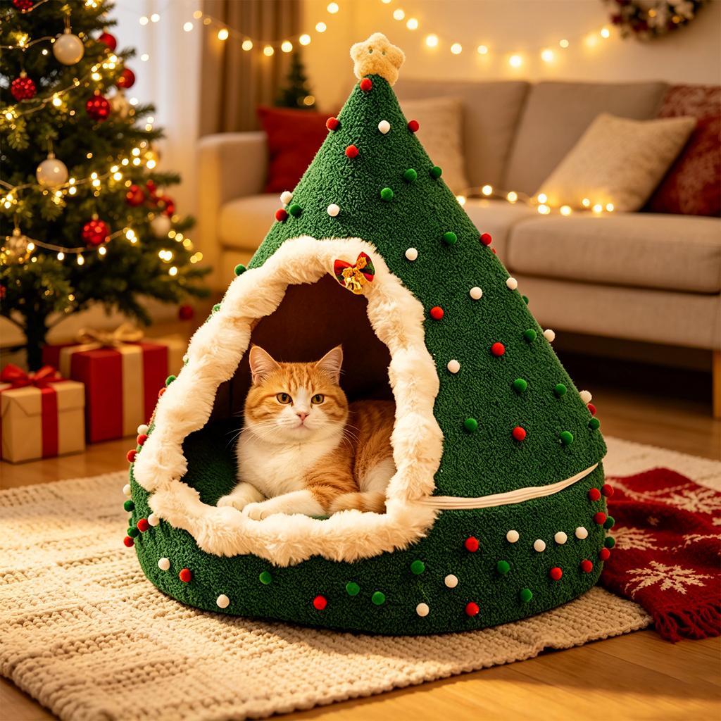 Letto di Natale con Design a Tenda Casa, Accogliente Invernale Tutto al Coperto