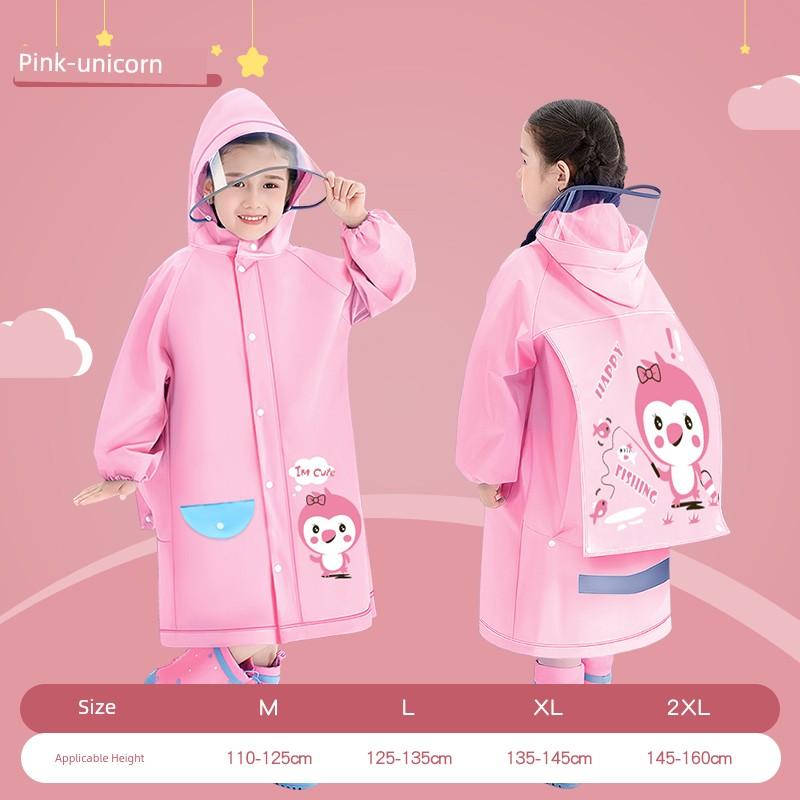 Children's Raincoat for Boys and Girls, Winter Long Raincoat for Primary School Students with Backpack Space, Full-Body Waterproof Poncho for Older