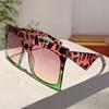 1pc Women Full Frame Square Shaped Sunglasses Fashionable Oversize Leopard Print Gradient Shades Stylish Multicolor