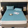 Soft Thicken 4mm Latex Filling Summer Bed Mat and Pillowcase Smooth Cool Feeling Bed Sheet Set Sleeping Cooling Mats Ice Silk