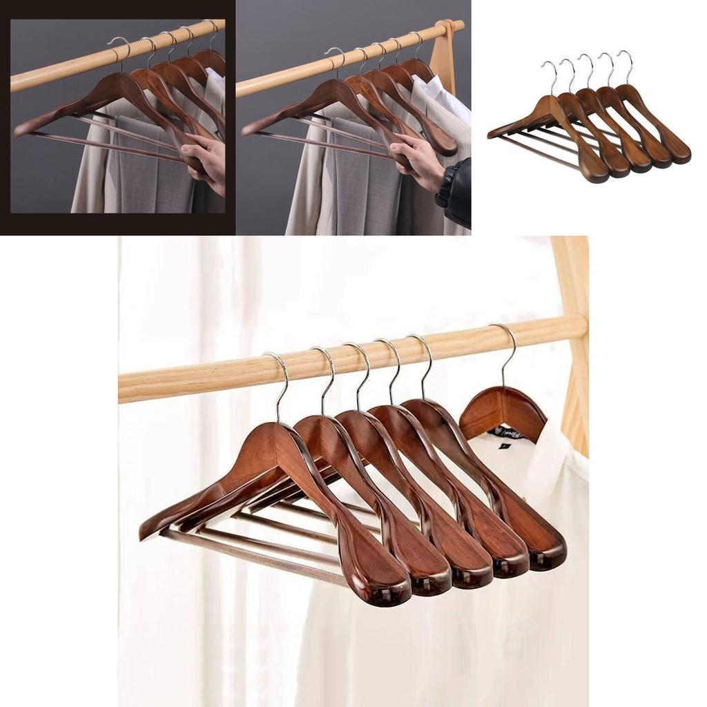 Wooden Coat Hanger With Shoulder Support For Home And Retail Use