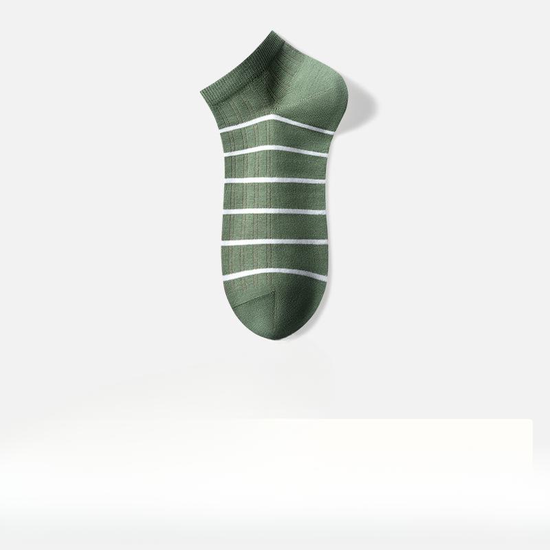 Men's Summer Thin Leisure Stripe Cotton Deodorant Sweat Absorption Antibacterial Socks