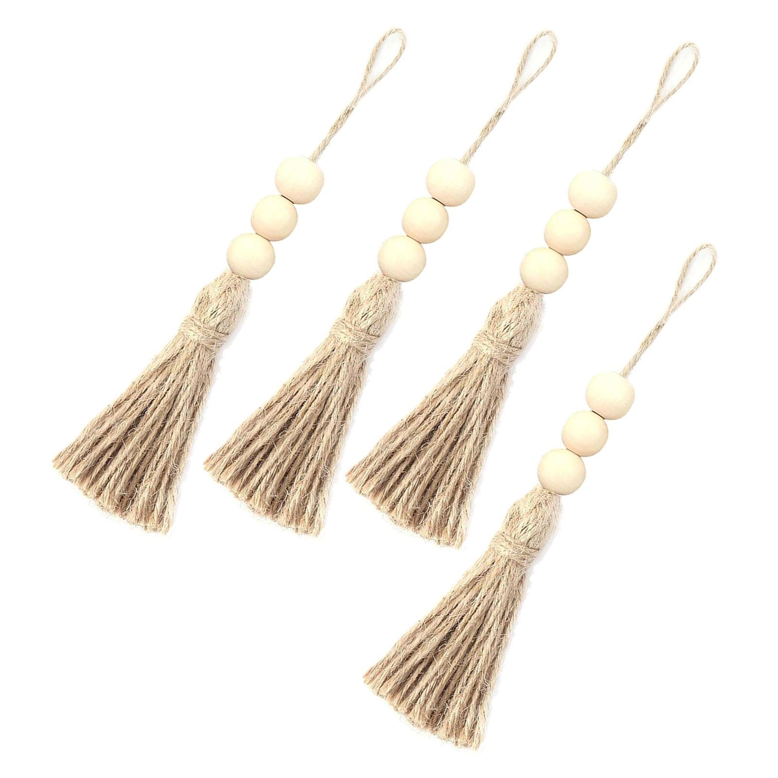 Упаковка из 4 деревянных бусин с кисточками — фото 5