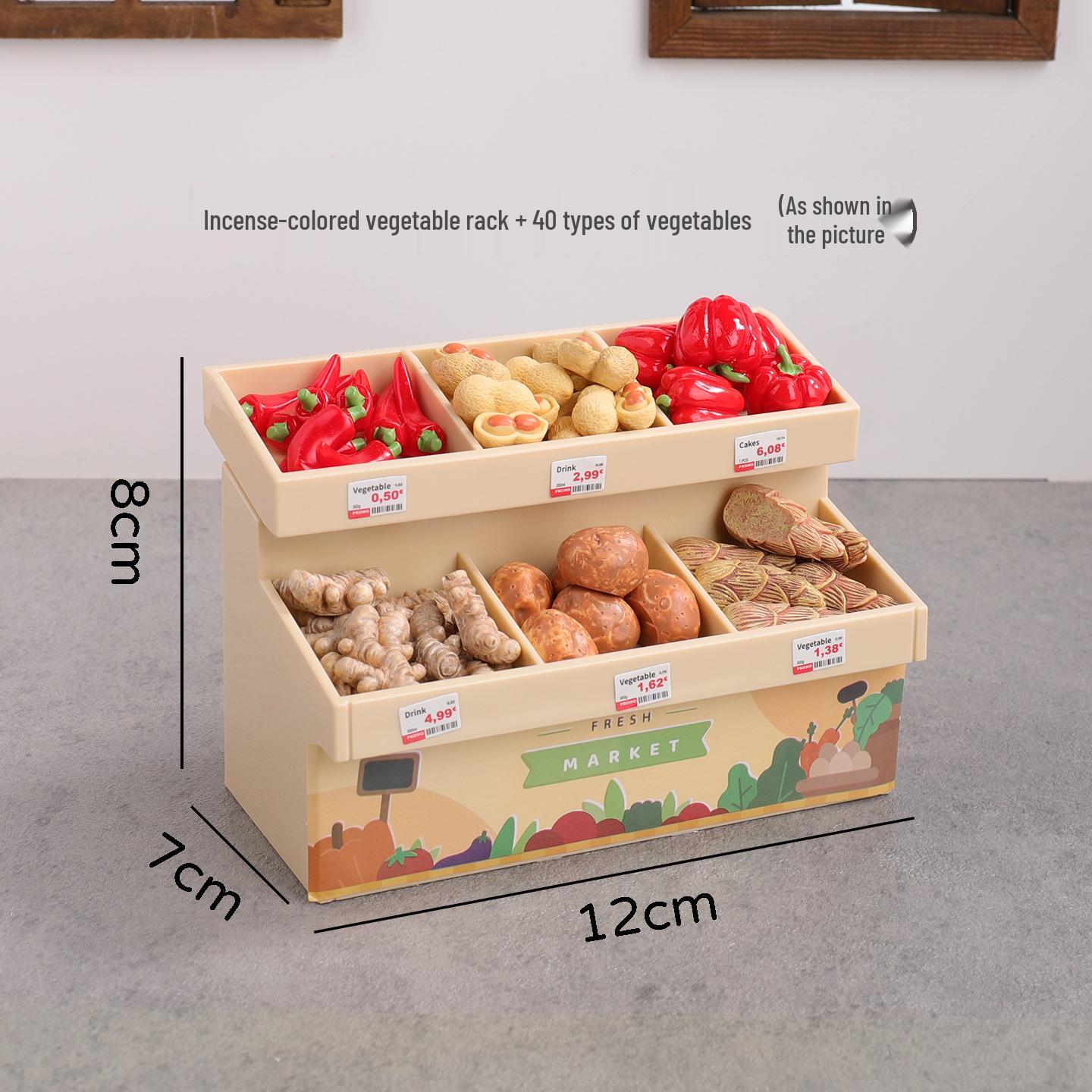 Miniature Vegetable Cabinet & Supermarket Playset — Dollhouse Accessories & Food Toys