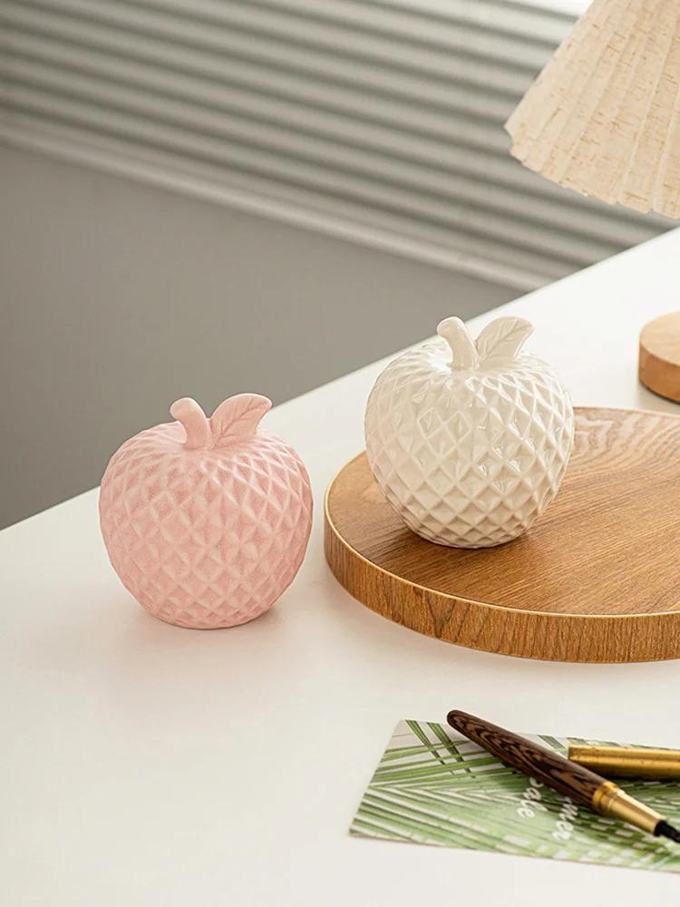 Minimalist Simple Desktop Ornament Apple Ceramic Statue Collection Centerpiece Fireplace Desk Cabinet Figurin Decoration Crafts