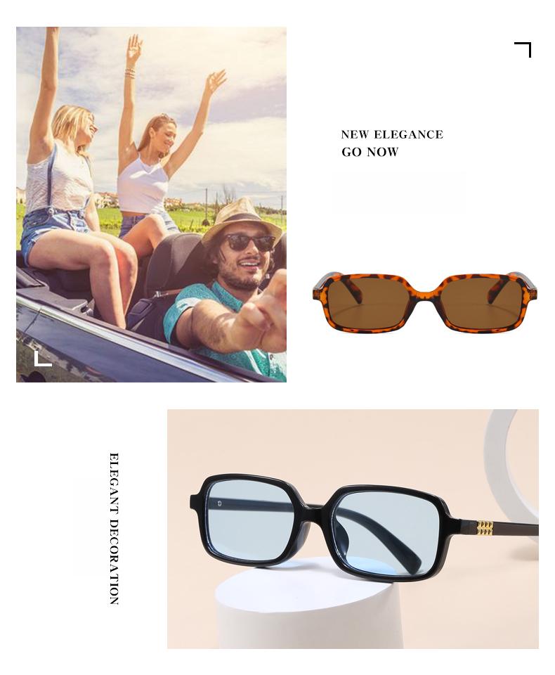 5pcs Sets Fashion Small Rectangle Sunglasses Women Retro Eyeglasses Minimalist Style Design Sunshade UV400 Glasses Unisex