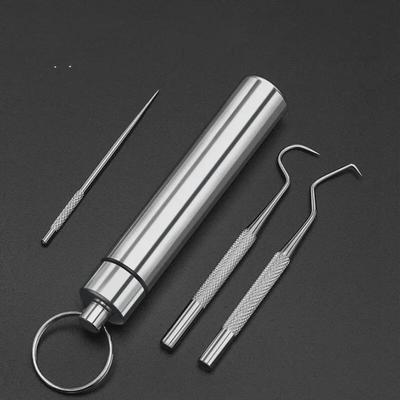 Tragbares Zahnstocher- und Zahnseide-Set aus Edelstahl 304 für die Mundpflege
