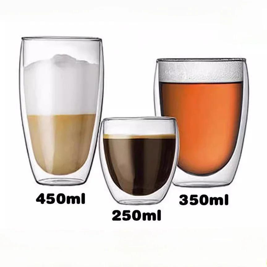 2025 New Portable Water Cup Double Wall Glass Cup With Leak-Proof LidTransparent Insulated Coffee Cups Milk Tea Juice Mug Drinkw