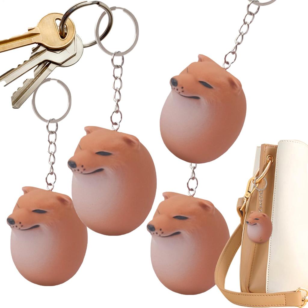 4 Pcs Shibako Key Chain, Shibako Egg Shiba Inu Toy, Dog Egg Soft Squeeze