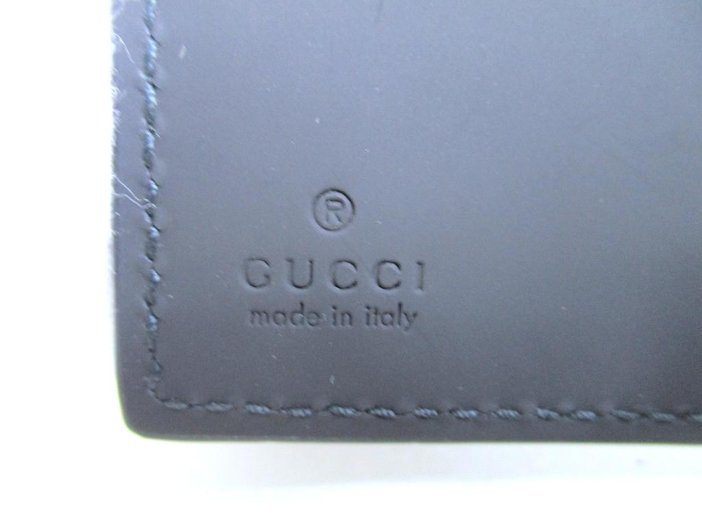 Authentisches GUCCI GG Schwarzer Gummi-Effekt Bifold Geldbörse Kompakte Geldbörse #a843 Aufgearbeitet