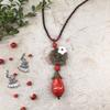 New Forest handmade ceramic necklace, women's retro versatile sweater chain simple long accessories pendant