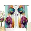 Set Of 2 Retro Colorful Floral Pattern Printed Curtains Window Decorations Home Room Made Polyester