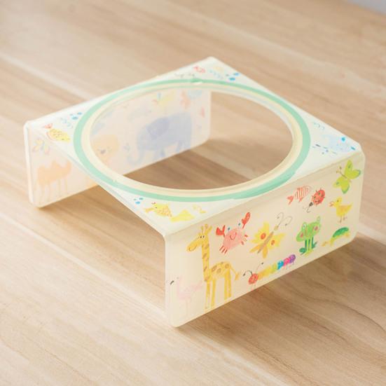 Baizihuahu Pet Ceramic Bowl with Flower Lace, Stable Base Acrylic Stand, Anti-Tip Design Dish for Cats And Dogs Food Water