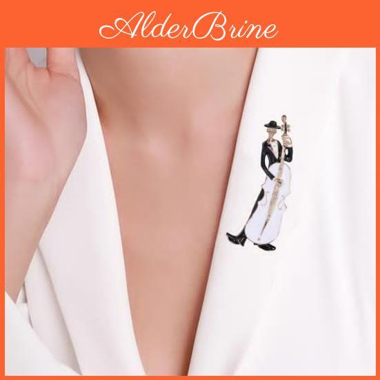 Shape Musician Creative Enamel Cello Brooch Character Pin Dress Coat Shawl Lapel Pin Outfit Badge Accessories Jewelry Gift