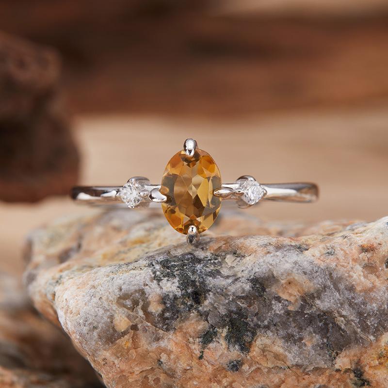 S925 Sterling Silver Colored Treasure Ring Women'S Natural Topaz Garnet Diopside Olivine Simple Versatile Ring