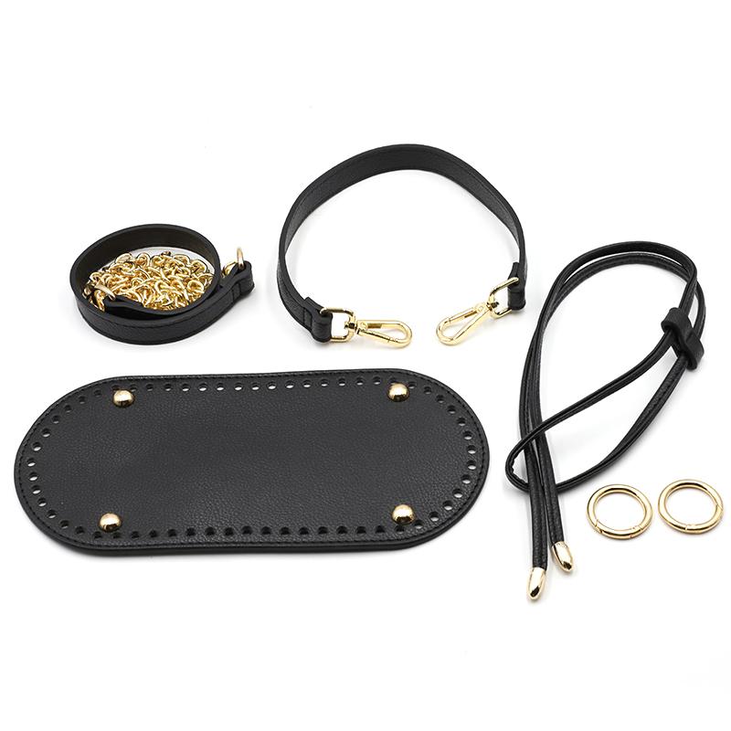 Handmade DIY Leather Bag Bottom Handbag Woven Set Shoulder Strap Crossbody Handle Crochet Bags Knitting Hardware Accessories