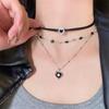 Gothic Black Cross Heart Star Pendant Choker Necklace Women Punk Vintage Aesthetic EMO Grunge Y2K Charm Neck Jewelry Accessories