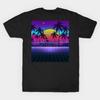 Men Black Print T-shirt Radiant Sunset Synthwave No-Cut Transfer Paper Print Cotton Tshirt