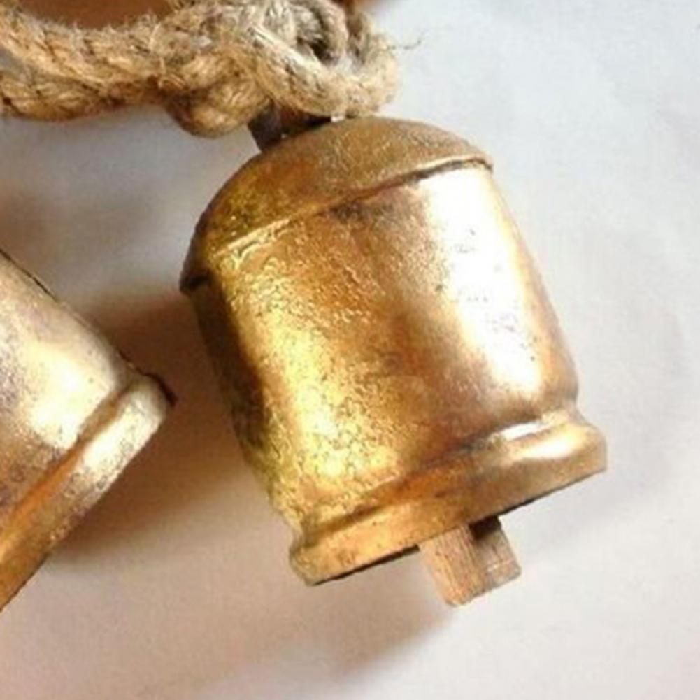 Retro Style Copper Cow Bell Hanging Lanyard Wind Chimes Handmade Shabby Country Vintage Brass Cow Bells Ornament