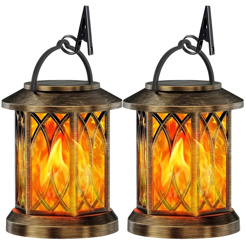 Antique Bronze Solar Flame Lantern: Decorative Outdoor Garden Lamp for a Retro Courtyard Atmosphere