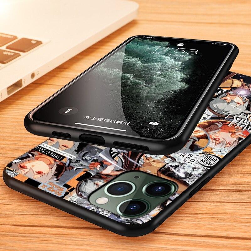 Genshin wpływ na Apple iPhone 13 12 11 SE XS XR X 7 8 6 5 S mini Plus Pro MAX 2020 miękki czarny futerał na telefon