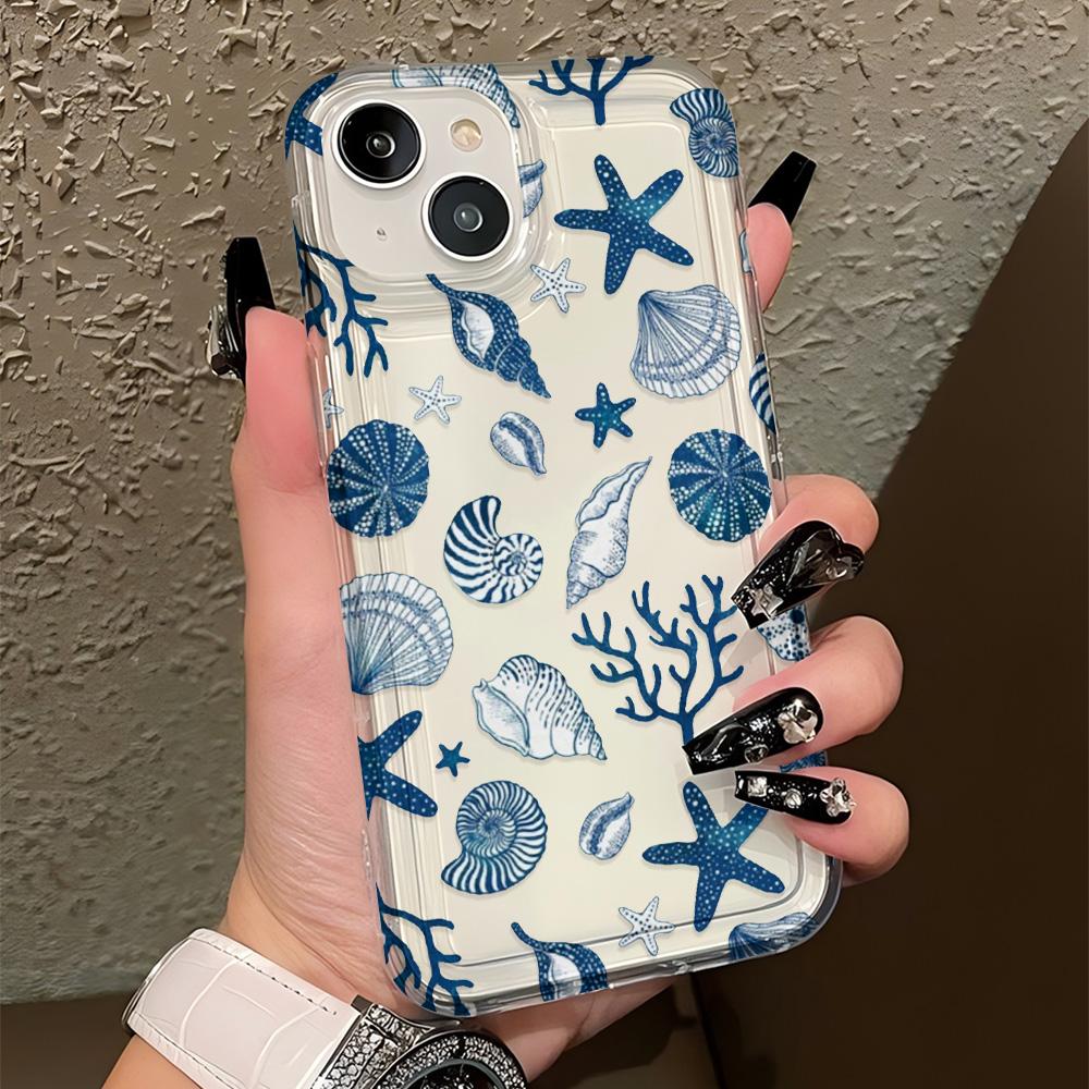 

Art Blue Marine Organism Phone Case for iPhone 16 15 14 13 12 11 Pro Max 7 8 Plus X XR XSMax Airbag Anti Fall Clear Back Cover iPhone 12 mini