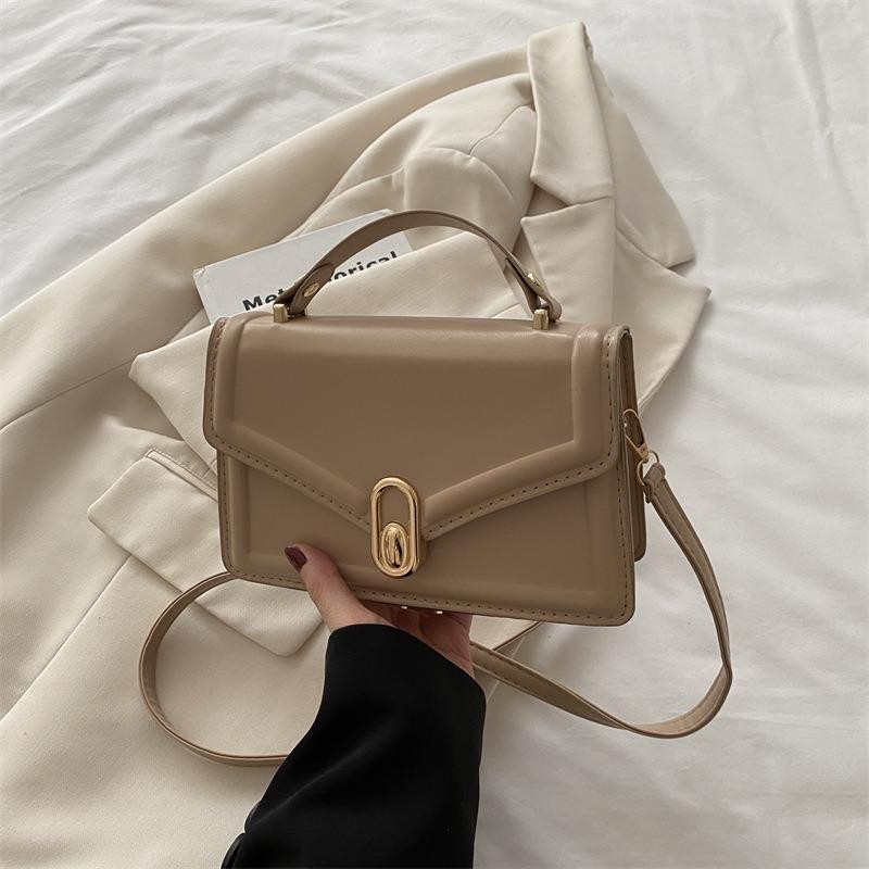 Winter new fashionable versatile solid color shoulder small square bag texture shoulder messenger bag simple