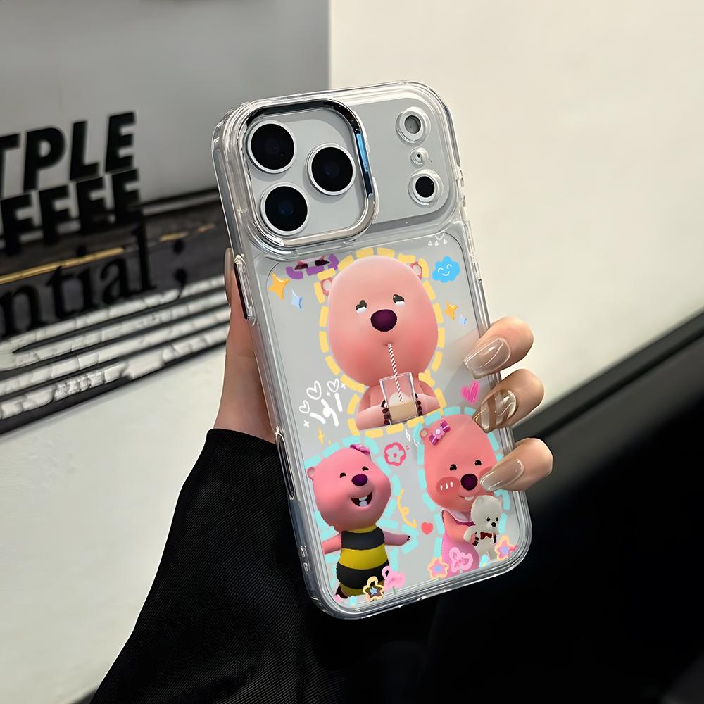 

Pink Beaver Loopys Phone Case for Apple iPhone 17 Air 16 16e 15 14 13 12 11 Pro Max X Xs XR 8 Plus Luxury Clear Cover iPhone 12 Pro