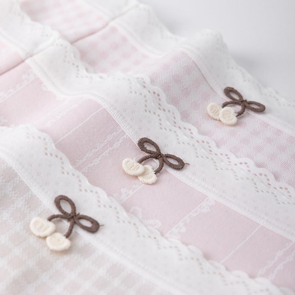 Girls Spring and Summer Cream Lattice Bubble Stripe Sweet No Trace Antibacterial Crotch Waist Triangle Briefs
