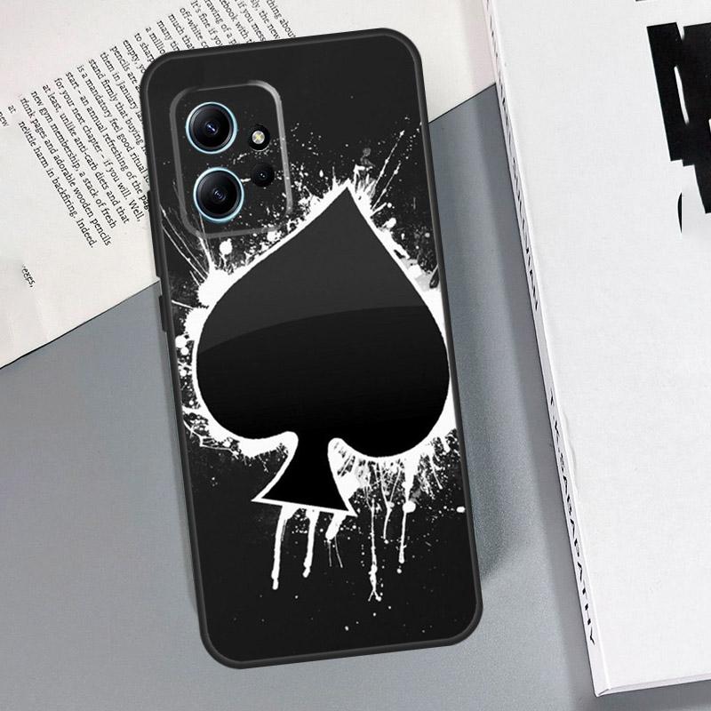 Spades Poker Play Cards Ace Case For Xiaomi Redmi Note 14 10 11 12 13 15 Pro Plus Cover For Redmi 15 15C 14C 12C 10C 13C