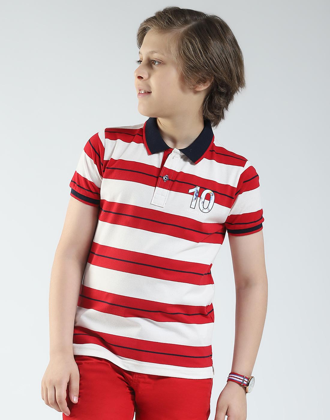 Monte Carlo Boys Striped Collar Neck T-Shirt 5-6 Years