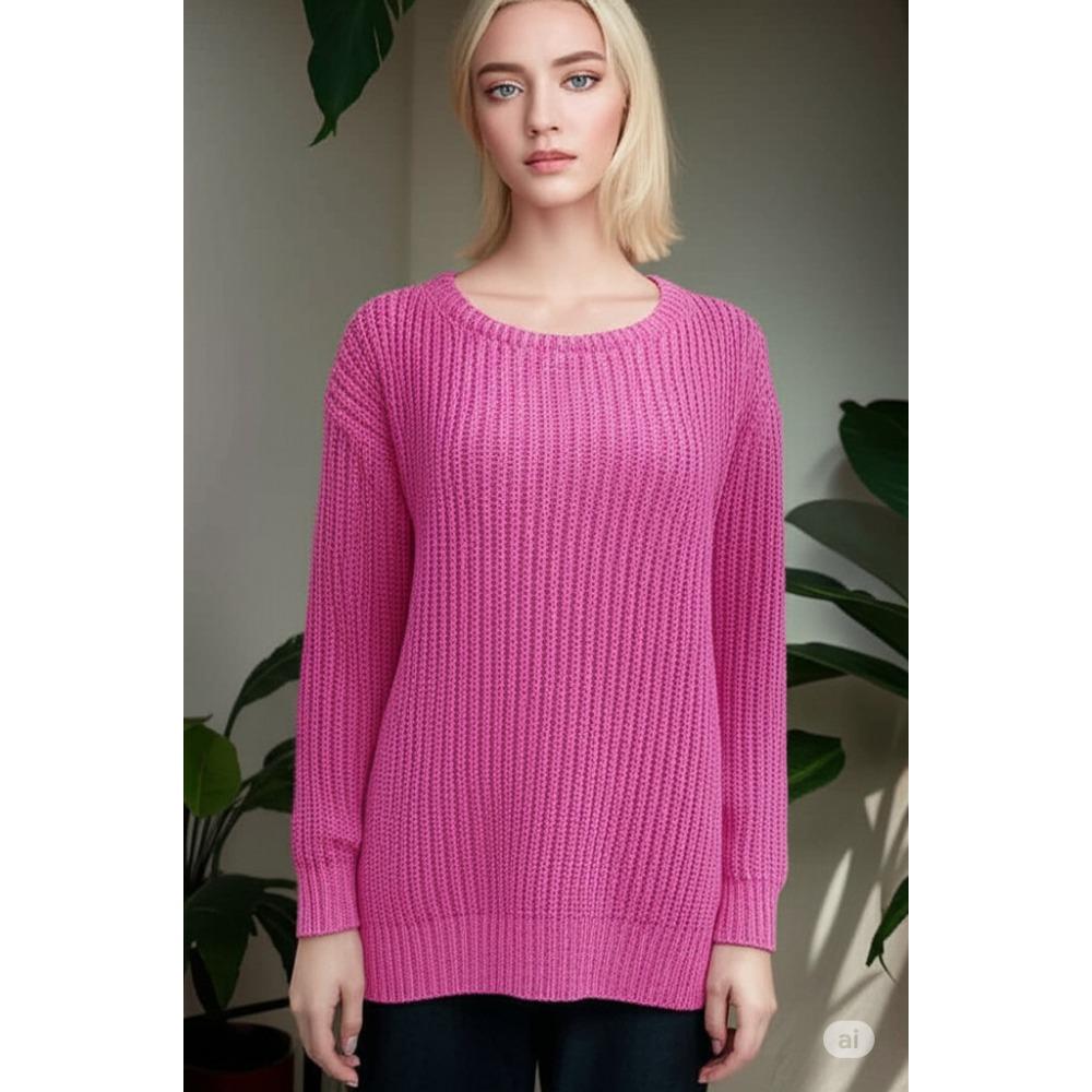 Solid Color Round Neck Sweater for Women 2025 Autumn and Winter New Loose Long-sleeved Pullover Knitted Sweater