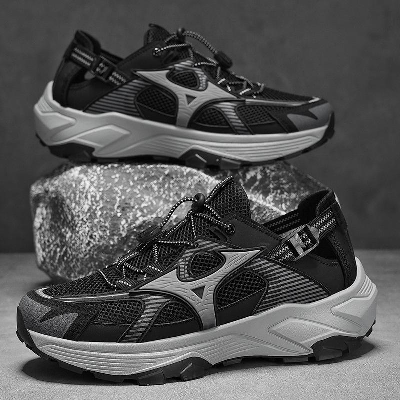 Fashion Men's Black Breathable Hiking Shoes Durable Trail Casual Sneakers Comfortable Versatile Athletic Footwear for Mountain Daily Use