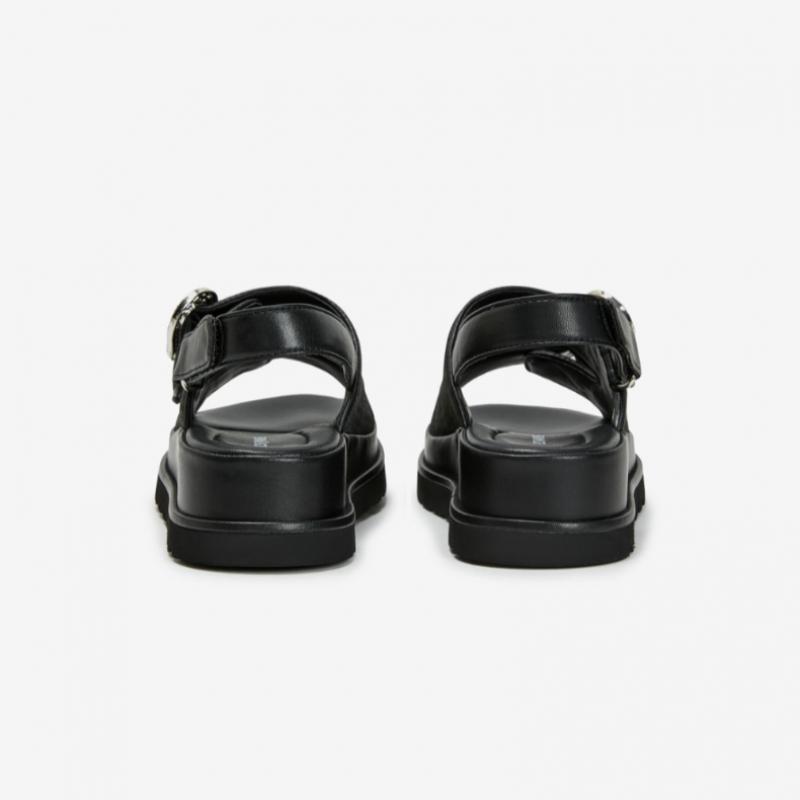 ESquire Women S Round Gem Buckle Platform SandalS Black