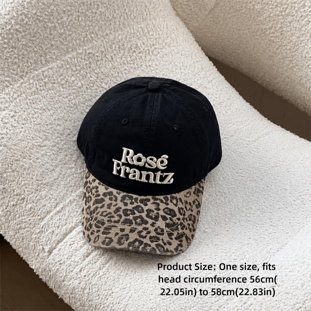Letter Embroidery Leopard Print Baseball Cap Polyester Spicy Girl Peaked Cap  For Women