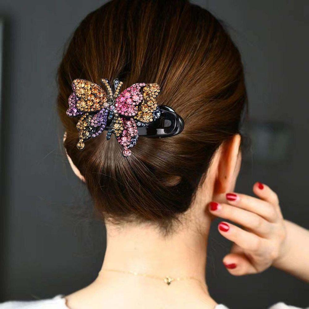 Rhinestone Colorful Butterfly Hair Accessories Duckbill Clip Korean Style Hair Clip Women Hair Claw