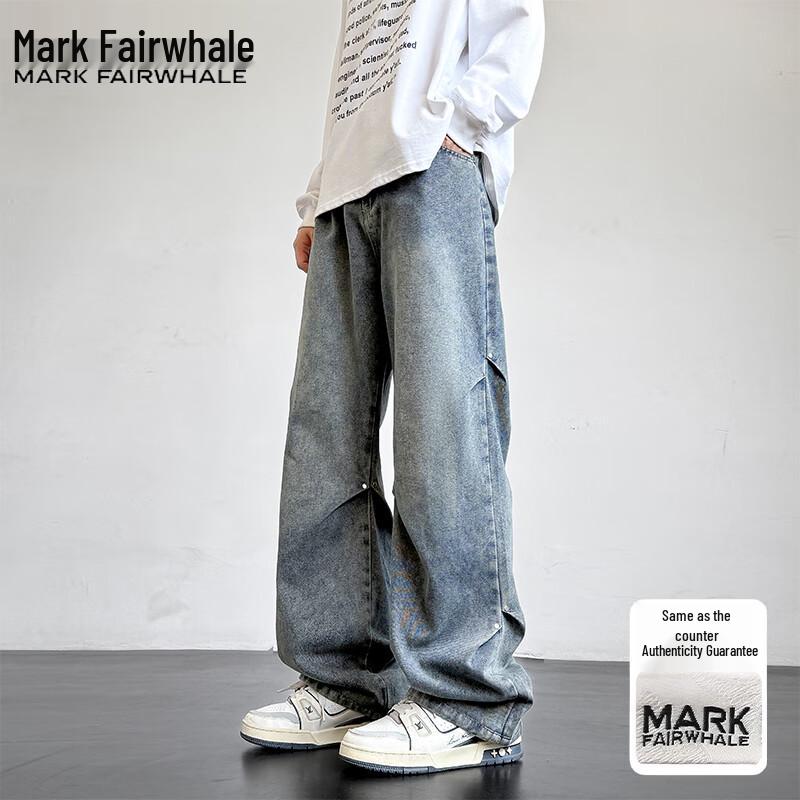 Mark Fairwhale Men's High-Street Loose Straight Jeans