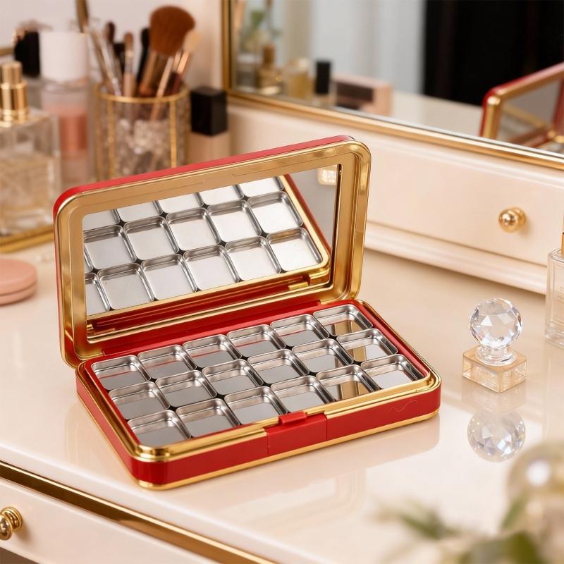 Cosmetic Storage Box With Strong Magnetic To Secure Eyeshadow Blush Highlighter Portable