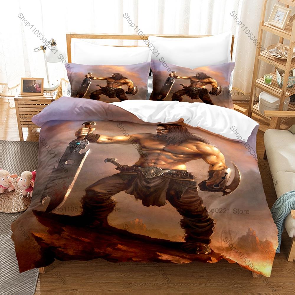 Cool Icon Garshasp Warrior Graphic Monster Slayer Gaming Bedroom Decor Bedding Duvet Cover + 2 Pillowcases Old PC Game Fan Room