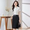 Toluoman Women's Elegant White Short-Sleeve Professional Shirt