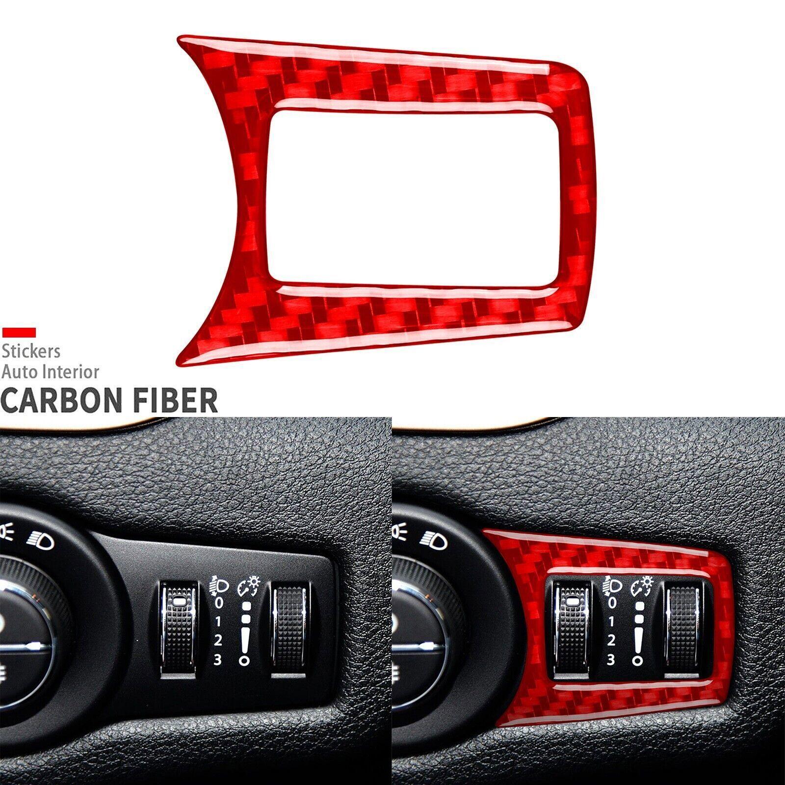 Red Carbon Fiber Dashboard Headlight Switch Button Trim For Jeep Cherokee 14-18