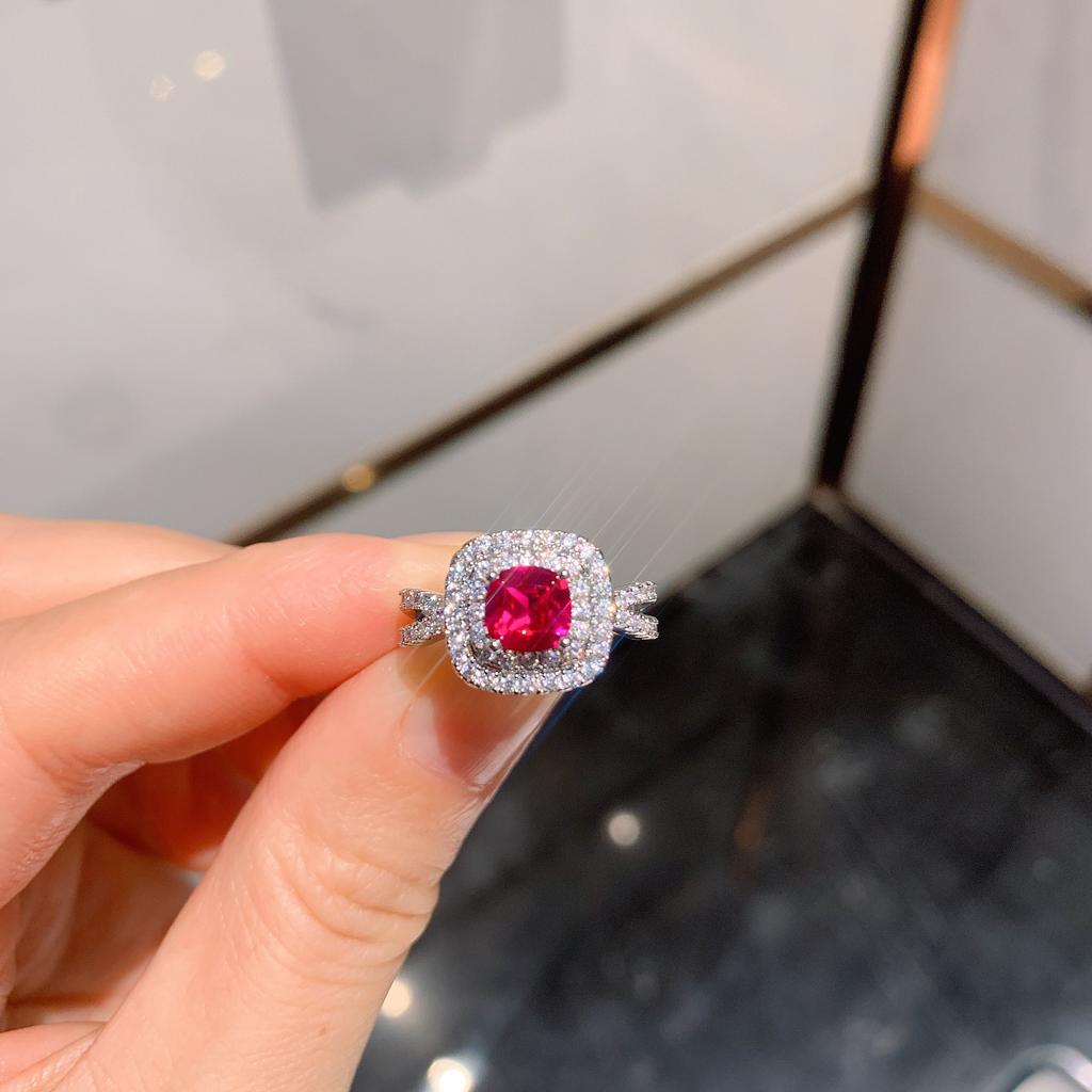 Jewelry Xiaoqing Simulation Color Treasure Emerald Red Treasure Yellow Diamond Pink Diamond Ring