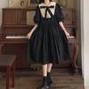 Tatlı Lolita Elbise Kadın Kawaii Zarif Vintage Elbiseler Bahar Tatlı Sevimli Puf Kollu Tiki Tarzı Sundress Moda Elbise