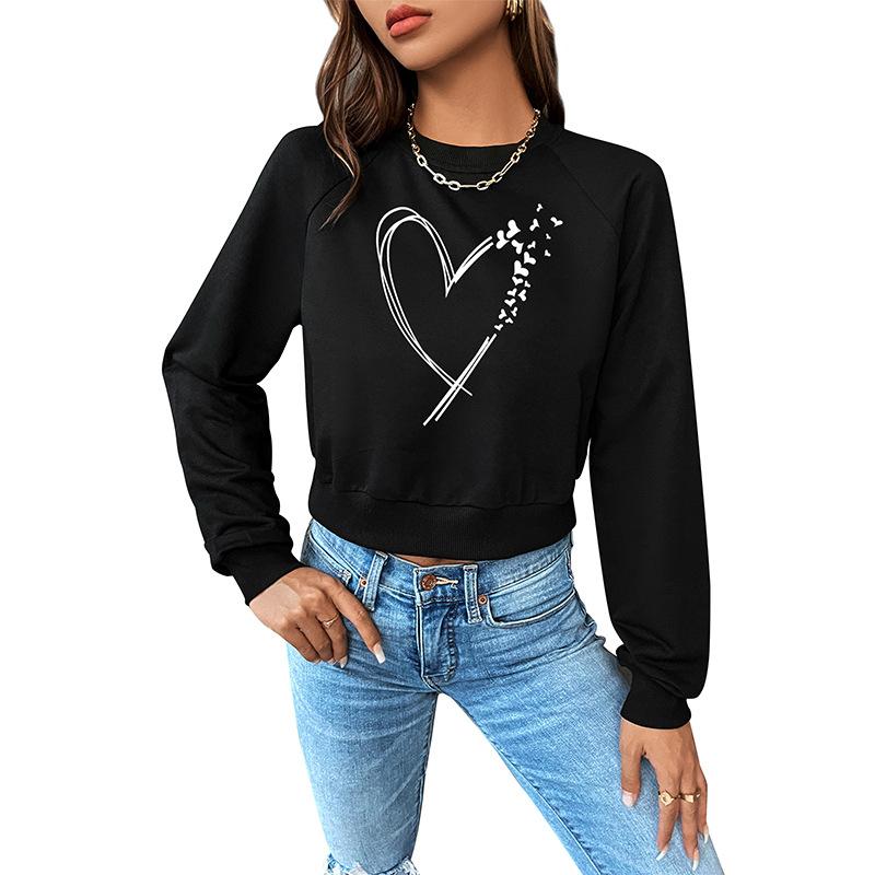 Casual Comfort and Versatility Valentine's Day Women's Short Autumn Sweatshirt Women