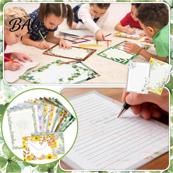 Vintage Letter Stationery 5Pcs Floral Butterfly Paper Envelope Set, Writing with Lined Pages, Kit for Letters, Greeting Messages, Journaling,