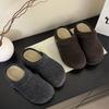 Felt Season Versatile and Thin Velvet Retro Women's Half-to-muller Shoes Birkenstocks Bag Head Slippers Thick Sole