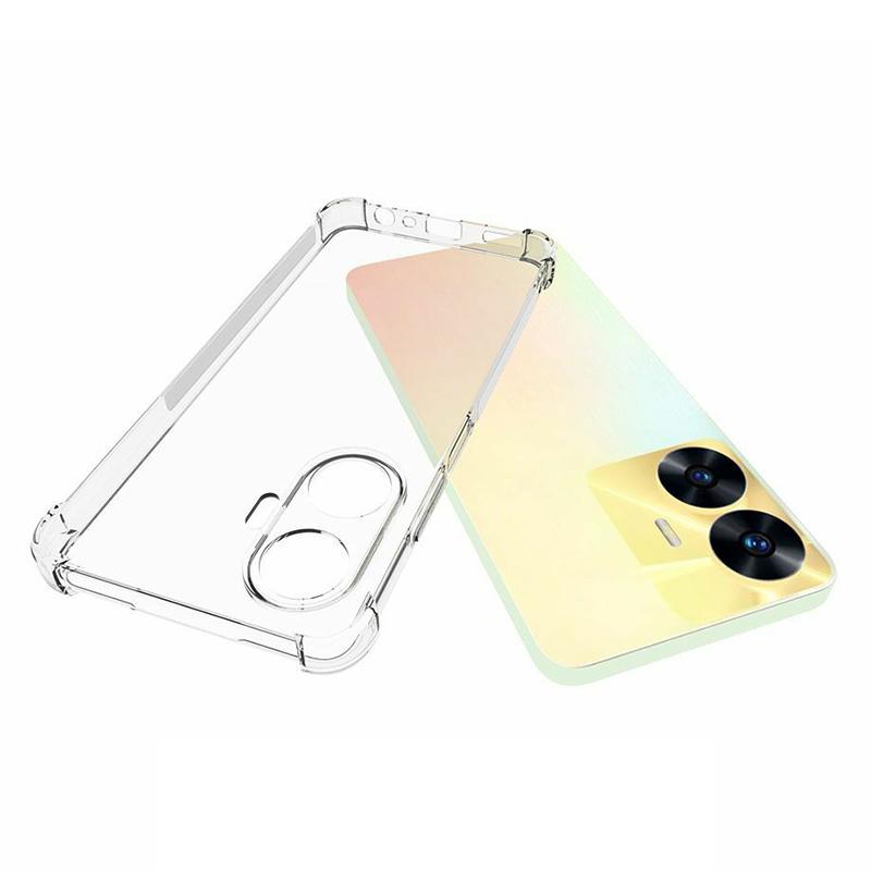 For Realme C55 Anti-Slip Clear Phone Case Four Corner Airbag Shock-Absorbed Corner Flexible TPU Cover