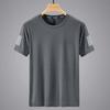 Chemise à manches courtes en maille de soie, Haut uni à col rond pour homme, T-shirt de sport à séchage rapide et toucher frais pour homme